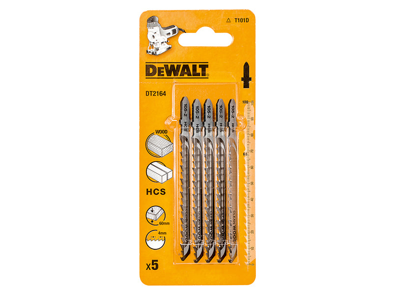 DEWALT HCS Wood Jigsaw Blades Pack of 5 T101D DEWDT2164QZ
