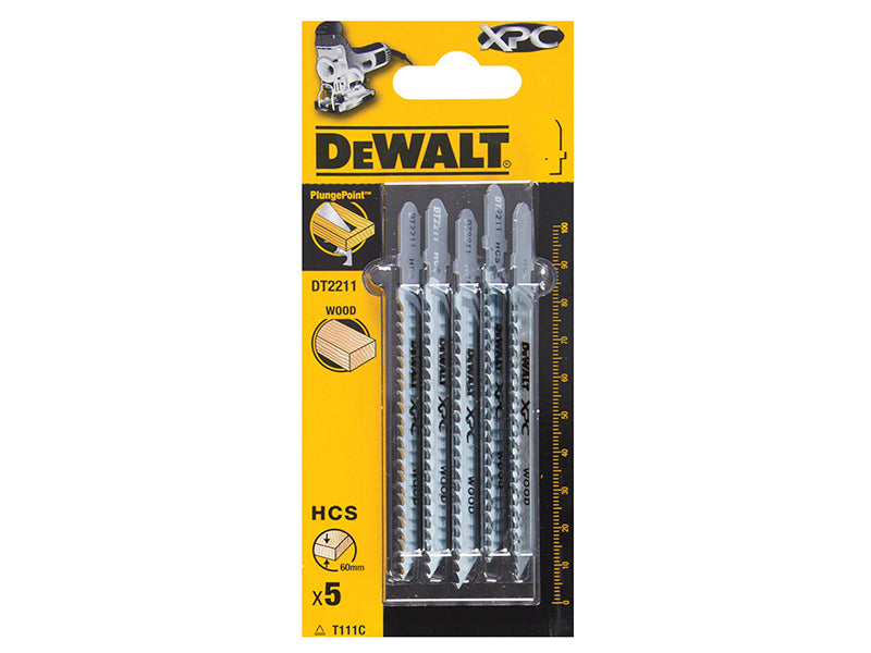DEWALT XPC HCS Wood Jigsaw Blades Pack of 5 T111C DEWDT2211QZ