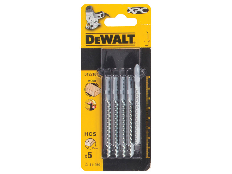 DEWALT XPC HCS Wood Jigsaw Blades Pack of 5 T119BO DEWDT2216QZ
