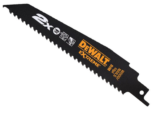 DEWALT 2X Life Wood & Nail Reciprocating Blade 152mm x 6 TPI Pack of 5 DEWDT2300LQZ