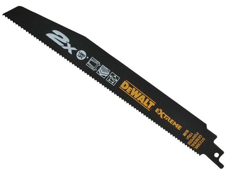 DEWALT 2X Life General Purpose Reciprocating Blade 228mm x 10 TPI (Pack 5) DEWDT2308LQZ
