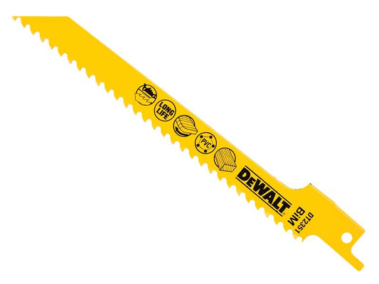 DEWALT Bi-Metal Reciprocating Blade for Wood, Fine Fast Cuts 152mm x 6 TPI (Pack 5) DEWDT2351QZ
