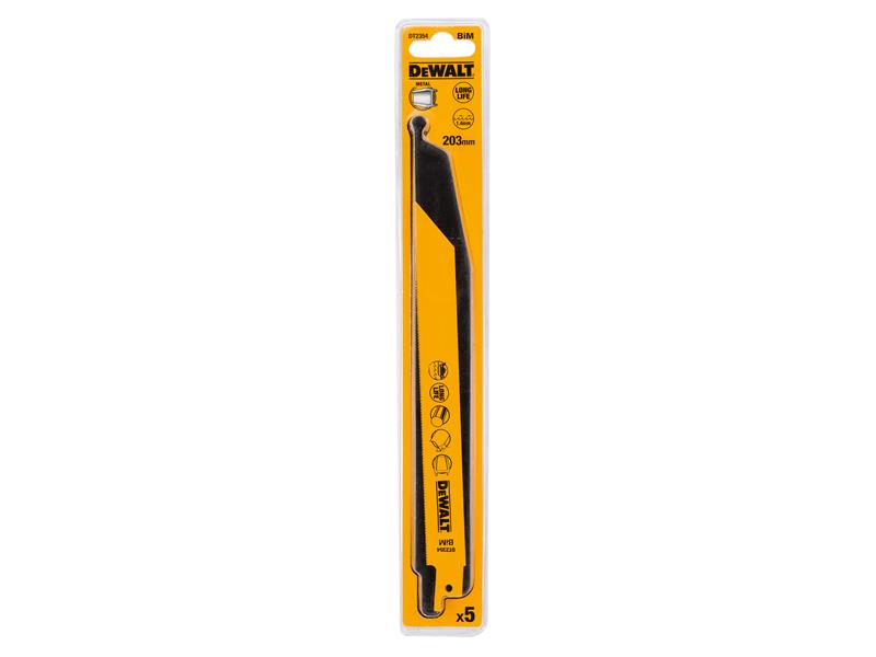 DEWALT Bi-Metal Reciprocating Blade for Metal 203mm x 18 TPI (Pack 5) DEWDT2354QZ