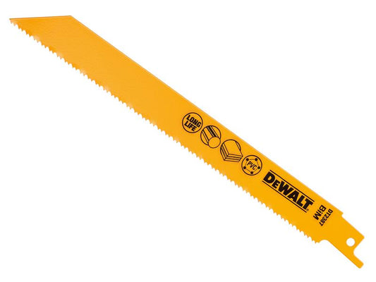DEWALT Bi-Metal Reciprocating Blade for Plastic & Pipes 203mm (Pack 5) DEWDT2387QZ