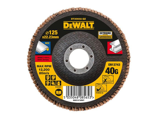 DEWALT Extreme Metal Flap Disc 125 x 22.2mm x 40G DEWDT30602QZ