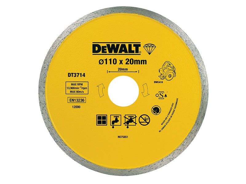 DEWALT DT3714 Diamond Tile Blade 110 x 20mm DEWDT3714QZ