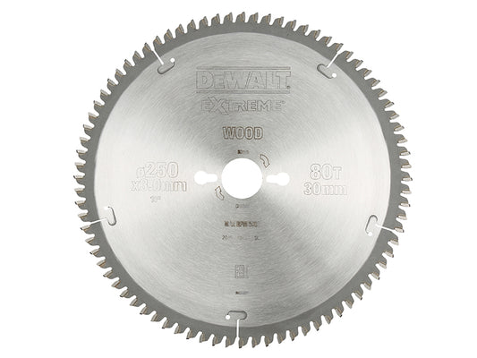 DEWALT Series 40 Circular Saw Blade 250 x 30mm x 80T TCG/Neg DEWDT4287QZ