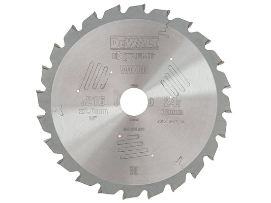 DEWALT Series 60 Circular Saw Blade 216 x 30mm x 24T ATB/Neg DEWDT4310QZ