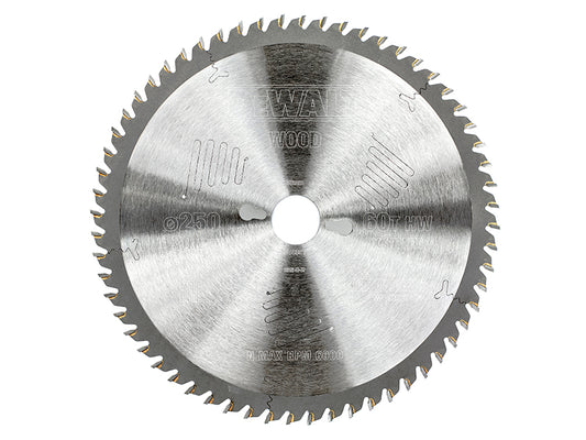 DEWALT Series 60 Circular Saw Blade 250 x 30mm x 60T Wood Ply etc DEWDT4351QZ