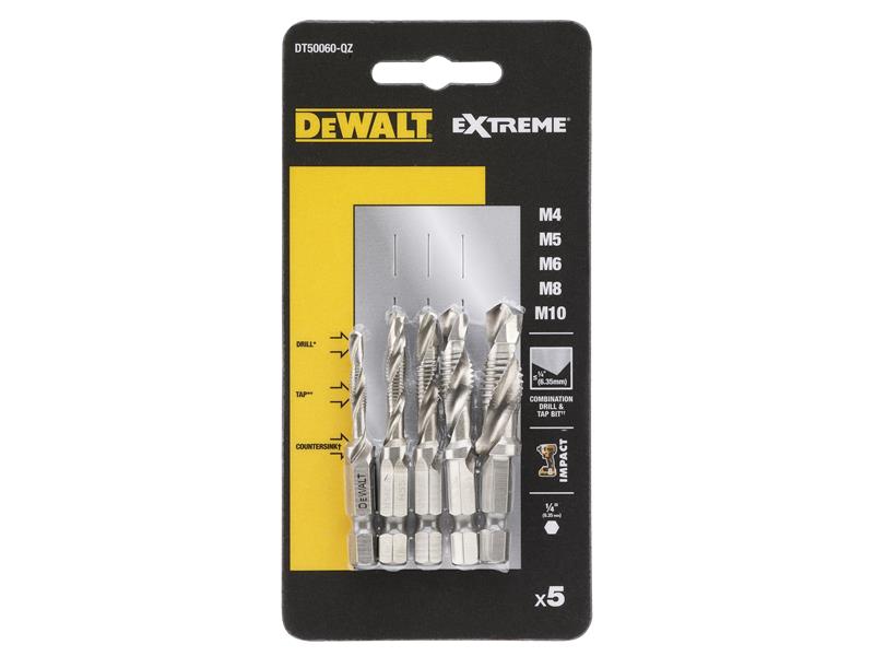 DEWALT Impact Driver Drill Bit Tap Set 5 Piece 1/4in Hex Speed Tip DEWDT50060QZ