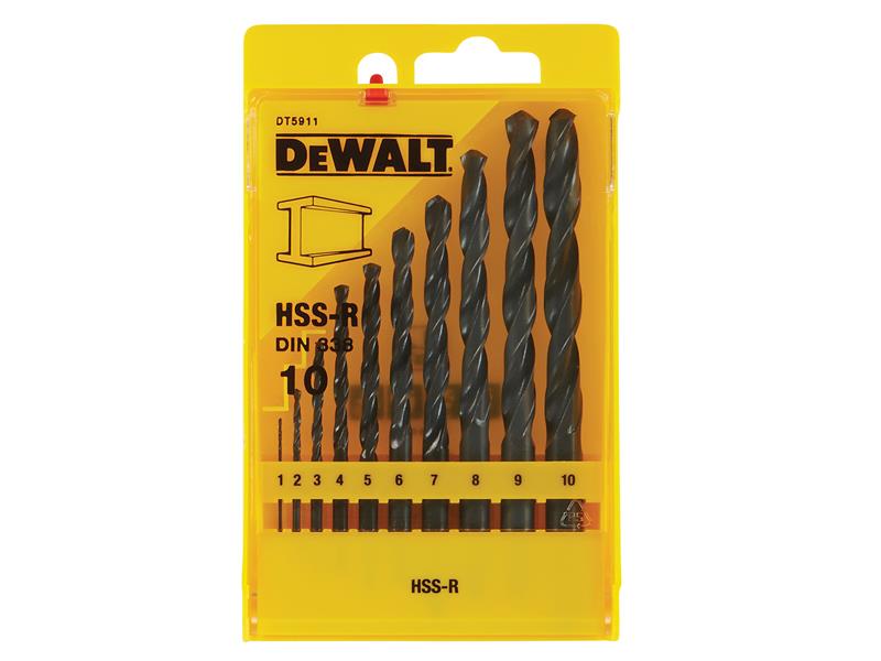 DEWALT DT5911 HSS-R Jobber Drill Bit Set, 10 Piece DEWDT5911QZ