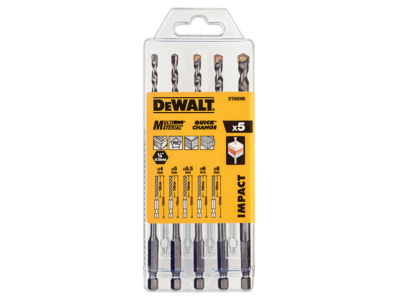DEWALT DT60099 Extreme Impact Masonry Drill Bit Set 5 Piece DEWDT60099QZ
