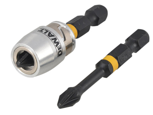 DEWALT Impact Torsion Bits PZ2 x 50mm (x2) and Magnetic Screwlock Sleeve DEWDT70535T