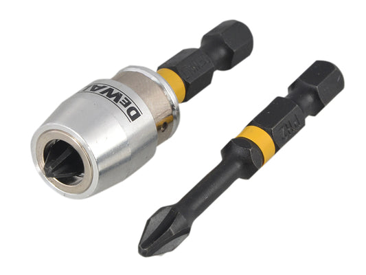 DEWALT Impact Torsion Bits PH2 x 50mm (x2) and Magnetic Screwlock Sleeve DEWDT70536T