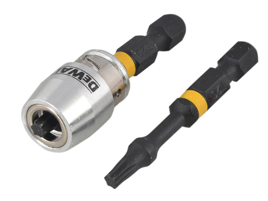 DEWALT Impact Torsion Bits TX0 x 50mm (x2) and Magnetic Screwlock Sleeve DEWDT70537T