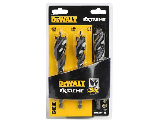DEWALT Tri Flute Drill Bit 3 Piece Set 152mm Sizes 16, 20 & 25mm DEWDT90237QZ