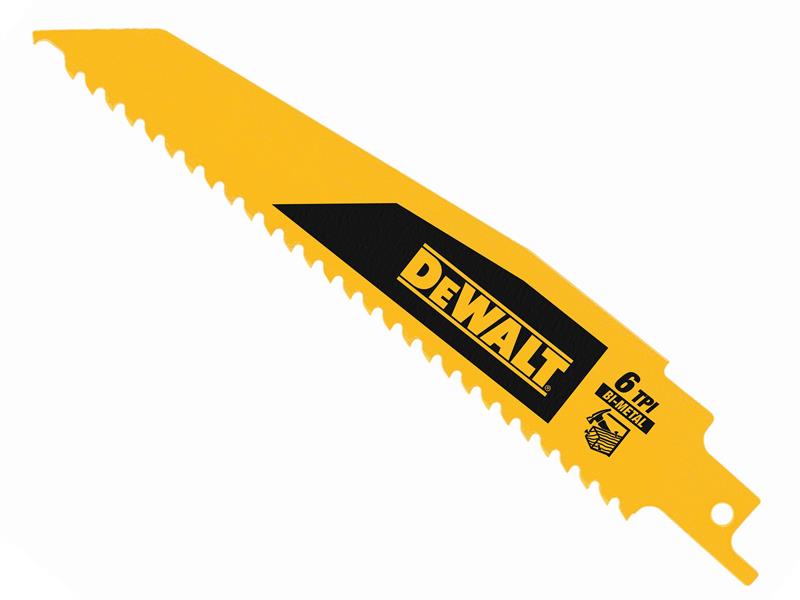 DEWALT Bi-Metal Wood Demolition Reciprocating Blade 152mm x 6 TPI (Pack 5) DEWDT90380QZ