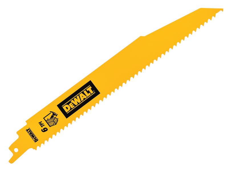 DEWALT Bi-Metal Wood Demolition Reciprocating Blade 228mm x 6 TPI (Pack 5) DEWDT90381QZ