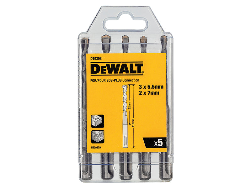 DEWALT DT9398 SDS Plus Drill Bit Set, 5 Piece DEWDT9398QZ