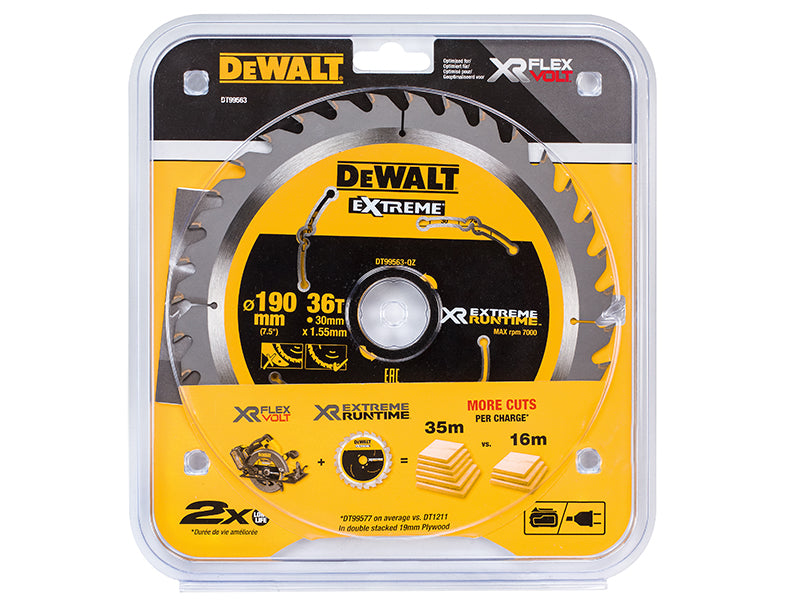 DEWALT XR FlexVolt Circular Saw Blade 190 x 30mm x 36T DEWDT99563QZ