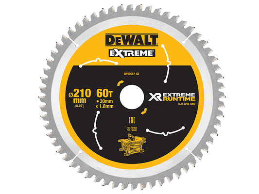 DEWALT XR FlexVolt Table Saw Blade 210 x 30mm x 60T DEWDT99567QZ