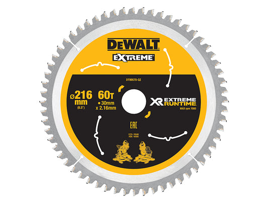 DEWALT XR FlexVolt Circular Saw Blade 216 x 30mm x 60T DEWDT99570QZ