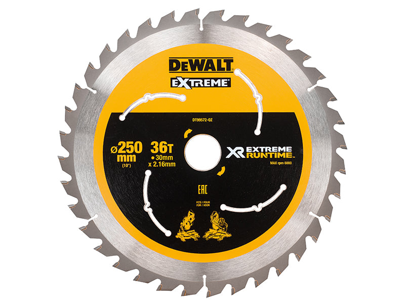 DEWALT Extreme Runtime FlexVolt Mitre Saw Blade 250 x 30mm x 36T DEWDT99572QZ