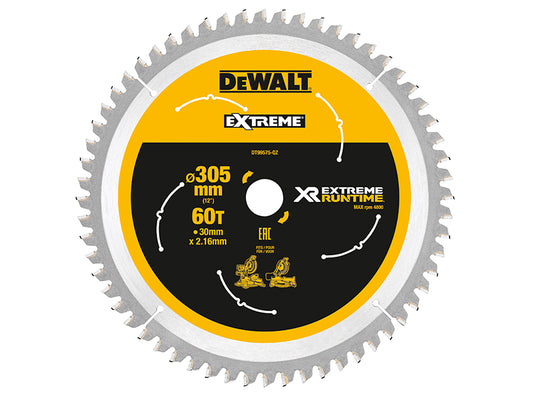 DEWALT XR FlexVolt Mitre Saw Blade 305 x 30mm x 60T DEWDT99575QZ