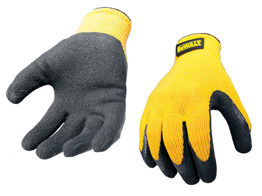 DEWALT Yellow Knit Back Latex Gloves - Large DEWGRIPPER