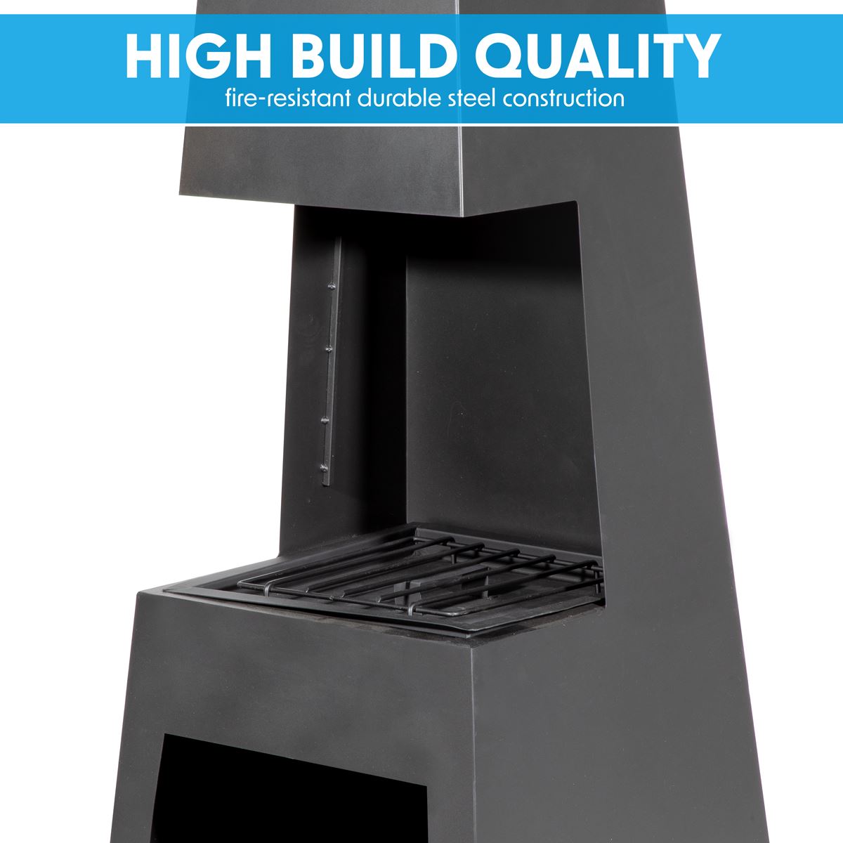 Sealey Dellonda Outdoor Chiminea Fireplace Fire Pit Heater Firewood Storage Black Steel DG107