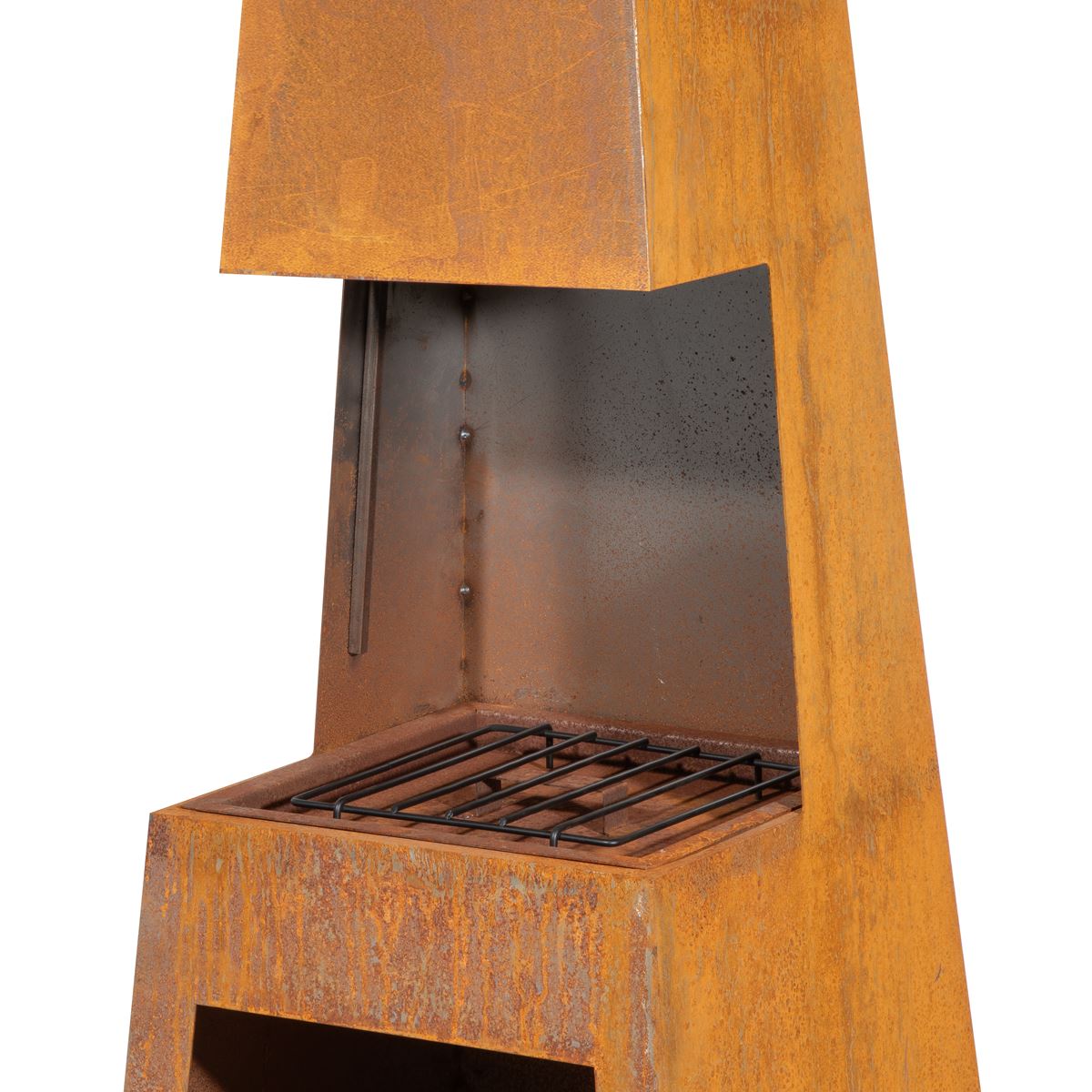 Sealey Dellonda Outdoor Chiminea Fireplace Heater Firewood Storage - Corten Steel DG108