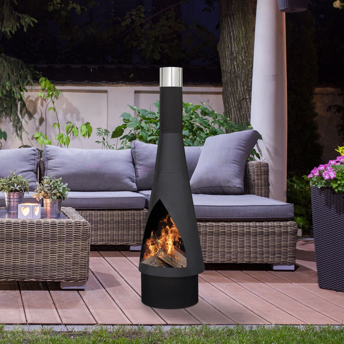 Sealey Dellonda Outdoor Chiminea, Fireplace, Fire Pit, Heater, Durable, Black Steel DG109