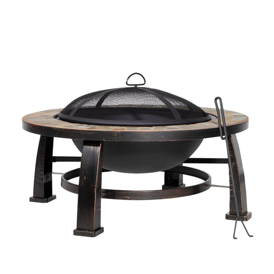 Sealey Dellonda 30" Deluxe Traditional Style Fire Pit/Fireplace/Outdoor Heater - Slate DG111