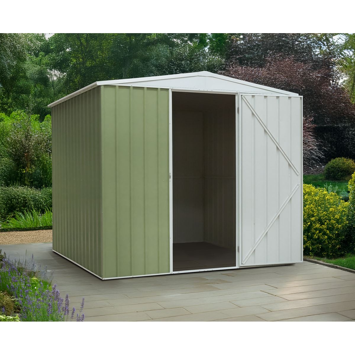 Sealey Garden Outdoor Storage Shed, 7.5FT x 7.5FT Apex Style Roof Green DG115
