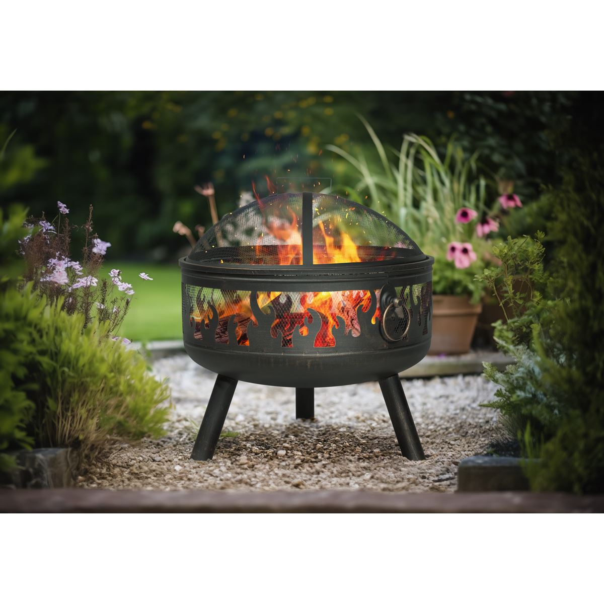 Sealey Dellonda Deluxe Firepit Fireplace Outdoor Patio Heater, Cooking Grill & Poker DG117