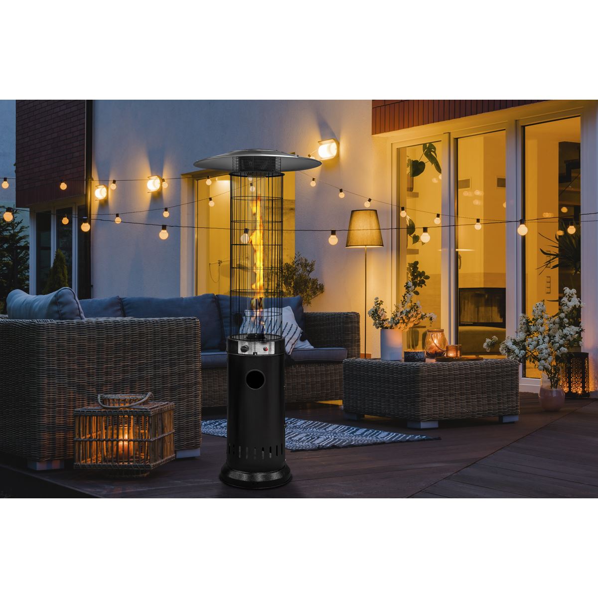 Sealey Dellonda Gas Patio Heater 13kW for Commercial & Domestic Use, Black DG124