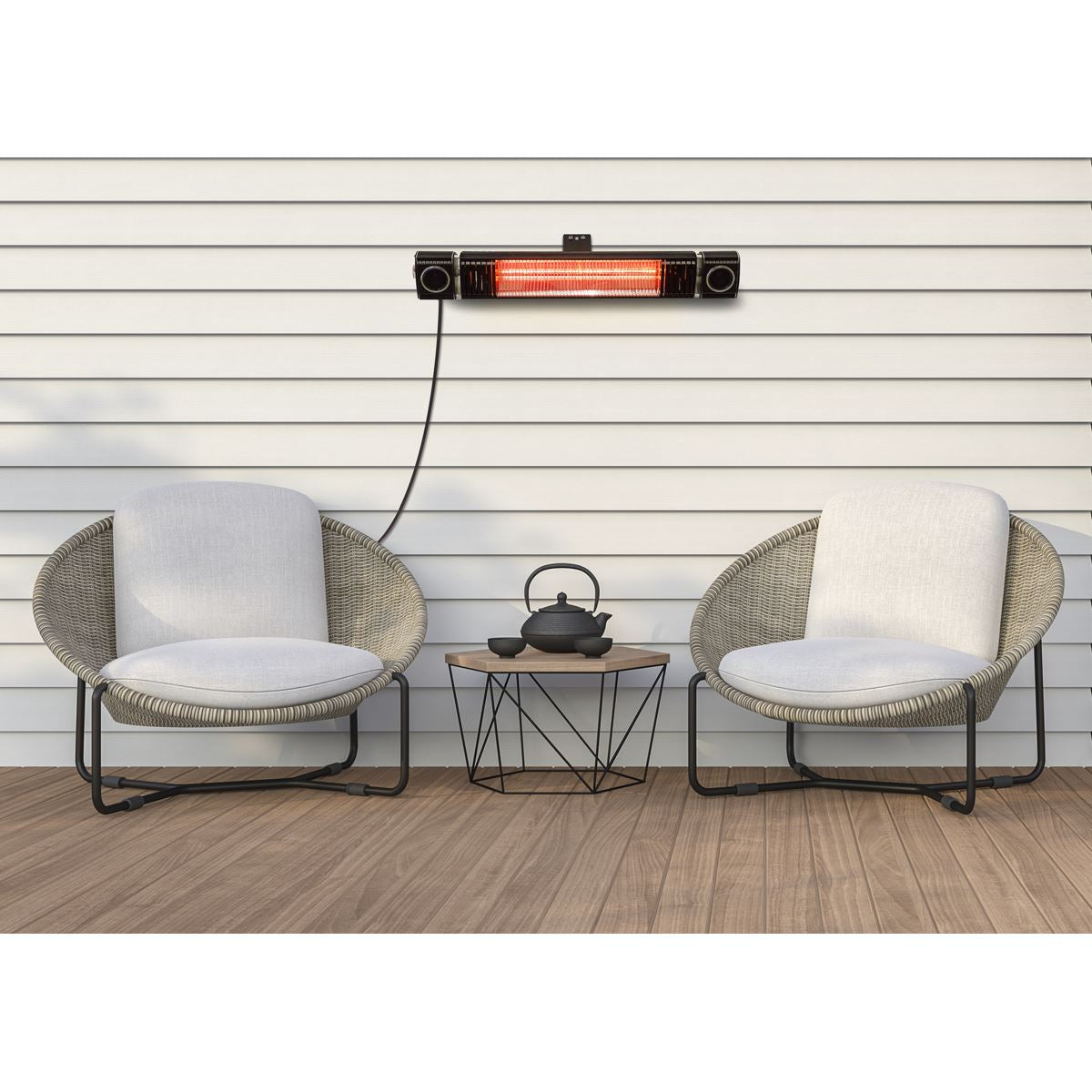 Dellonda Infrared Outdoor 2000W Patio Heater with Speakers Black DG125 DG125