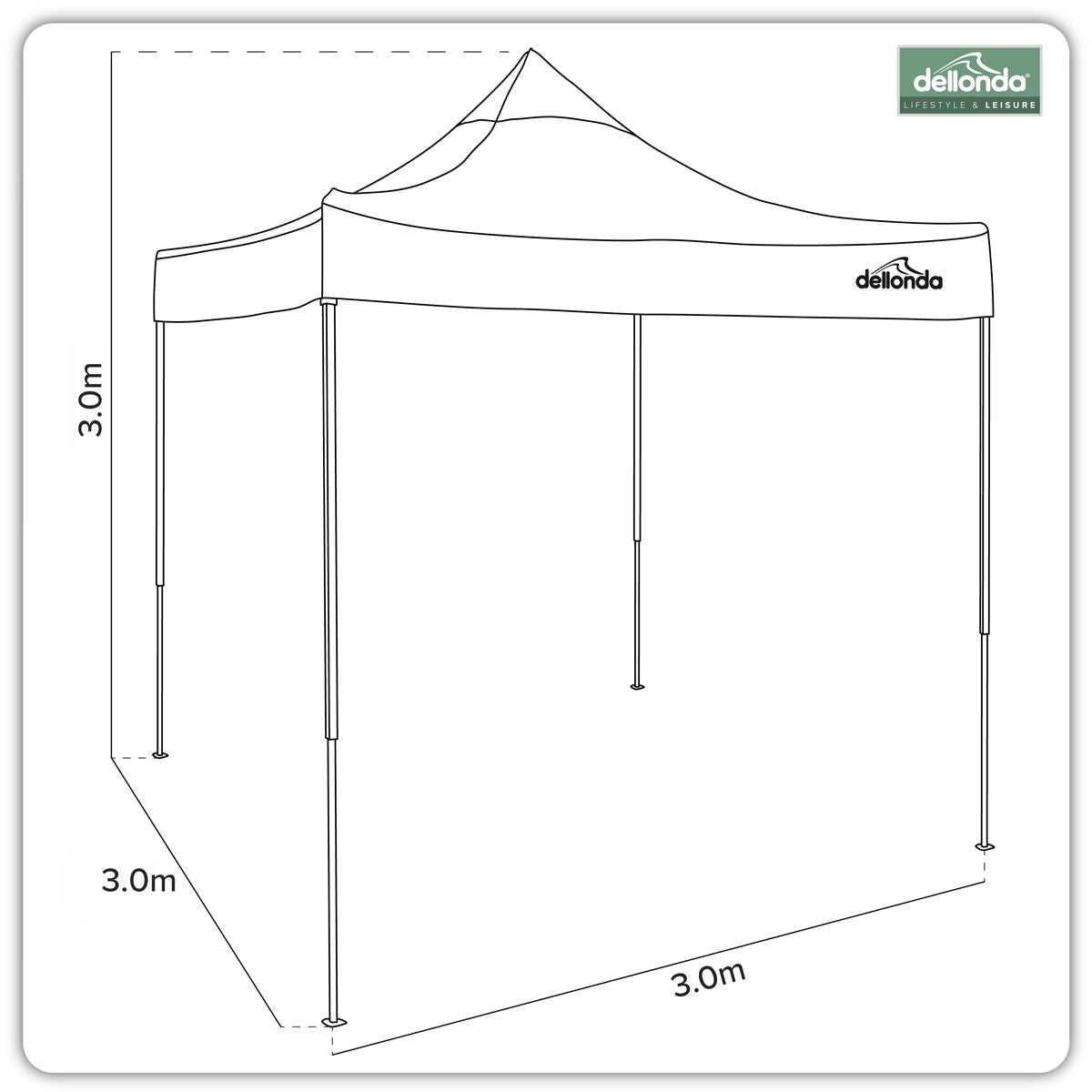 Sealey Dellonda Premium 3 x 3m Pop-Up Gazebo, PVC Coated, Water Resistant Fabric, Supplied with Carry Bag, Rope, Stakes & Weight Bags - Blue Canopy DG131