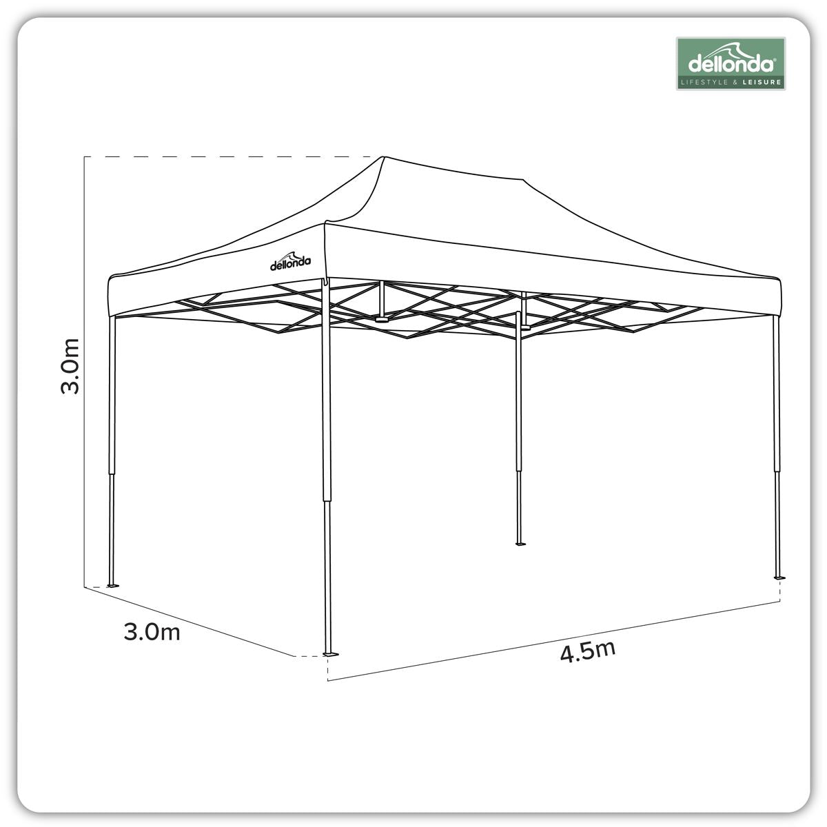 Dellonda 3 x 4.5m Pop-Up Gazebo Heavy Duty Water Resistant Grey Canopy DG137