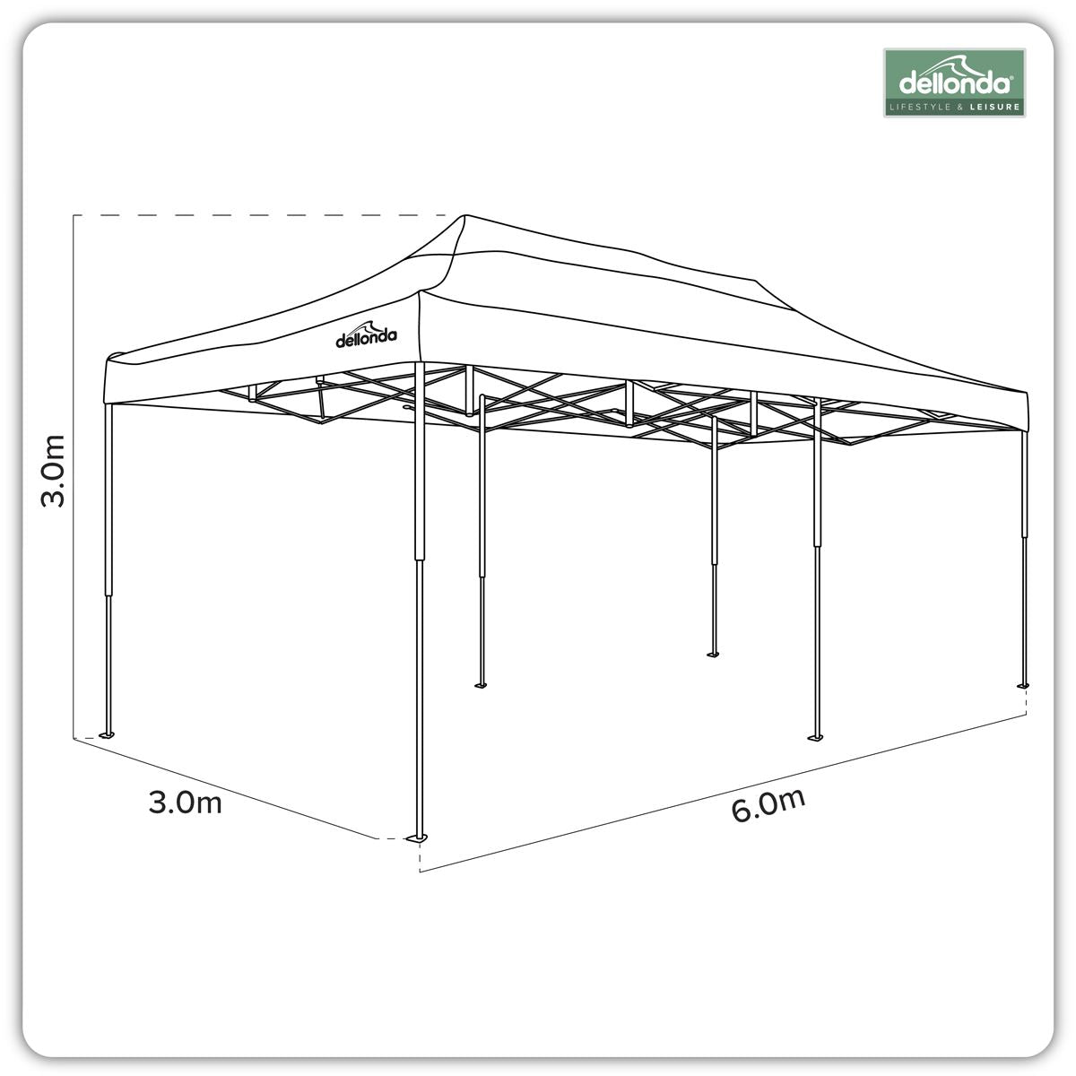 Dellonda Premium 3x6m Pop Up Gazebo Heavy Duty PVC Water Resistant Beige DG138