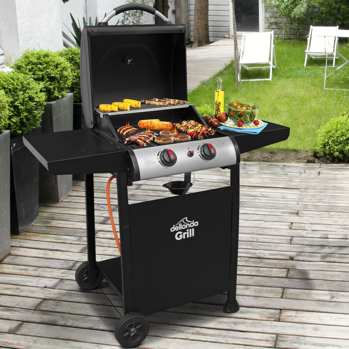 Sealey Dellonda 2 Burner Gas BBQ Grill With Ignition Black Stainless Steel DG13