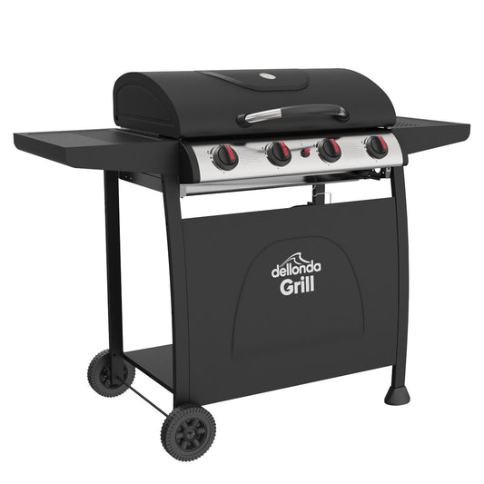 Sealey Dellonda 4 Burner Gas BBQ Grill Ignition Black Stainless Steel DG15