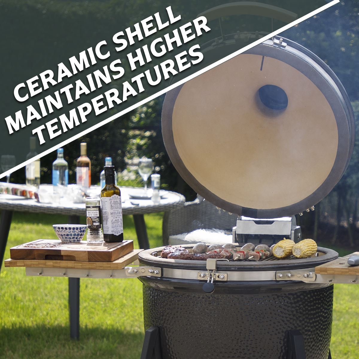 Dellonda Deluxe 22" 56cm Ceramic Kamado Style BBQ Grill Oven Smoker Stand DG159