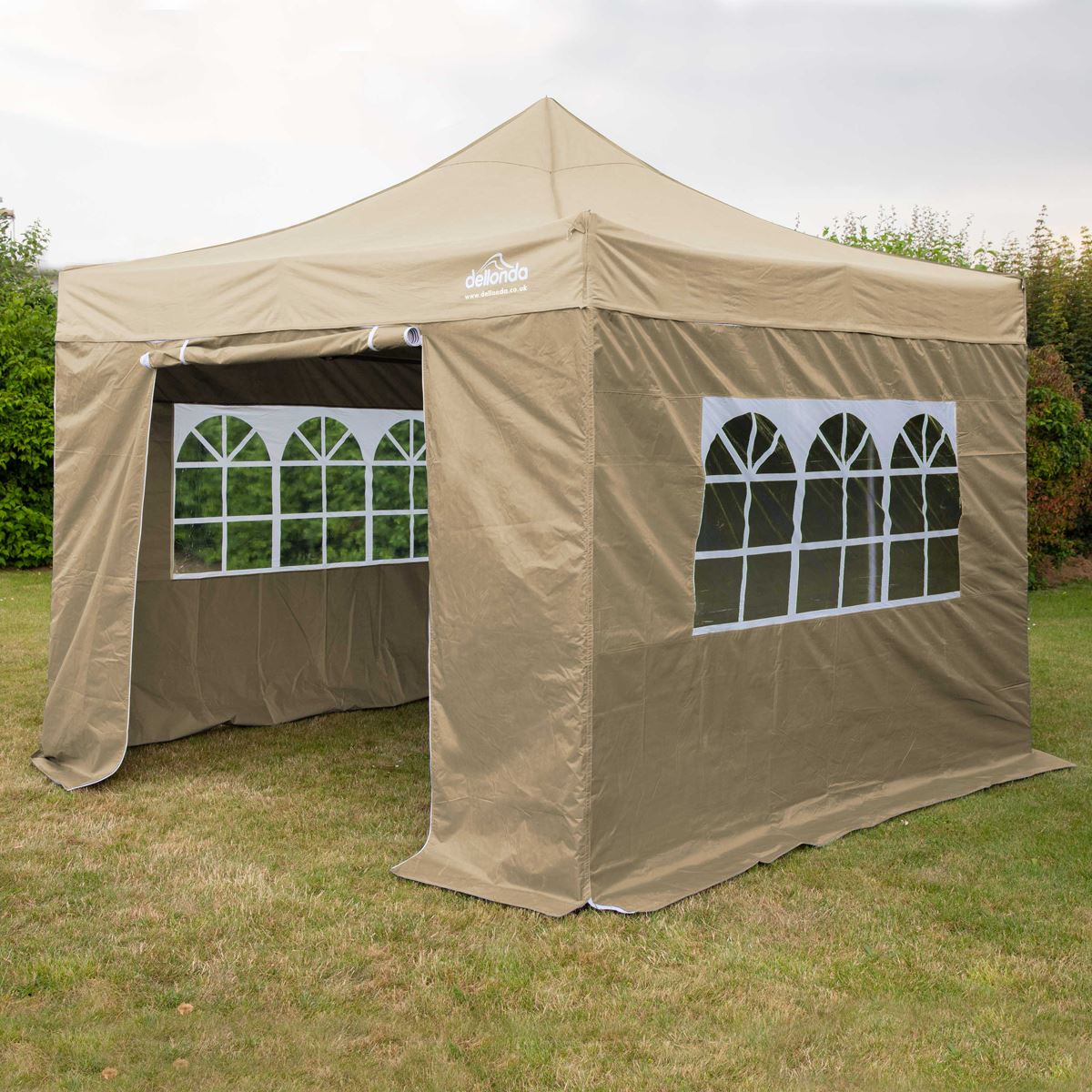 Sealey Dellonda Premium 2x2m Pop-Up Gazebo & Side Walls, PVC Coated, Water Resistant Fabric, Supplied with Carry Bag, Rope, Stakes & Weight Bags - Beige DG160
