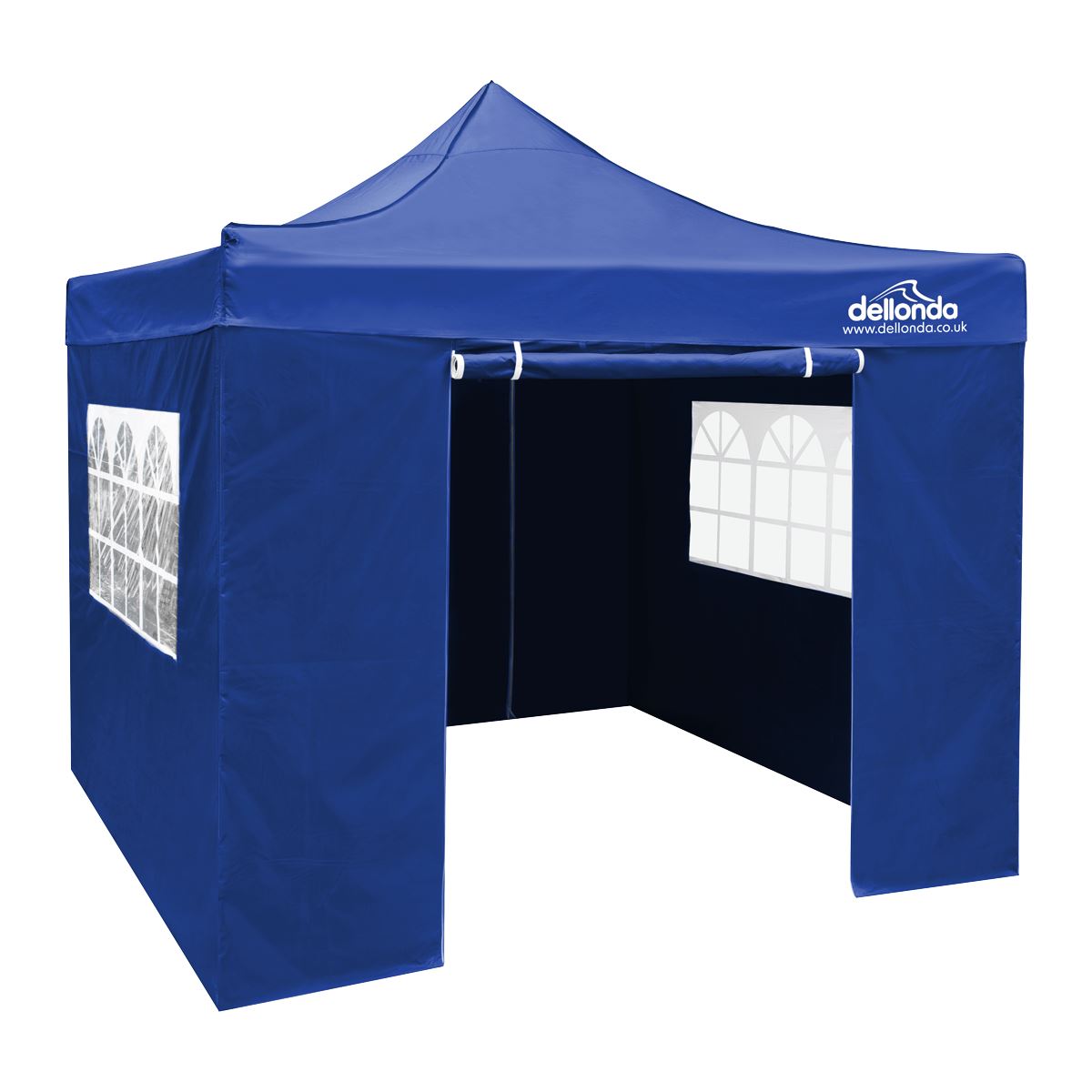 Sealey Dellonda Premium 2x2m Pop-Up Gazebo & Side Walls, PVC Coated, Water Resistant Fabric, Supplied with Carry Bag, Rope, Stakes & Weight Bags - Blue DG161