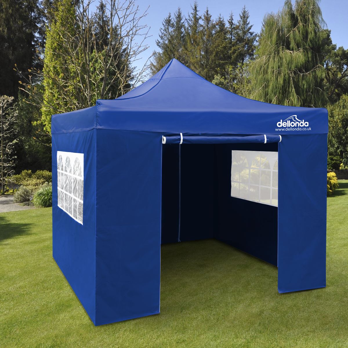 Sealey Dellonda Premium 2x2m Pop-Up Gazebo & Side Walls, PVC Coated, Water Resistant Fabric, Supplied with Carry Bag, Rope, Stakes & Weight Bags - Blue DG161