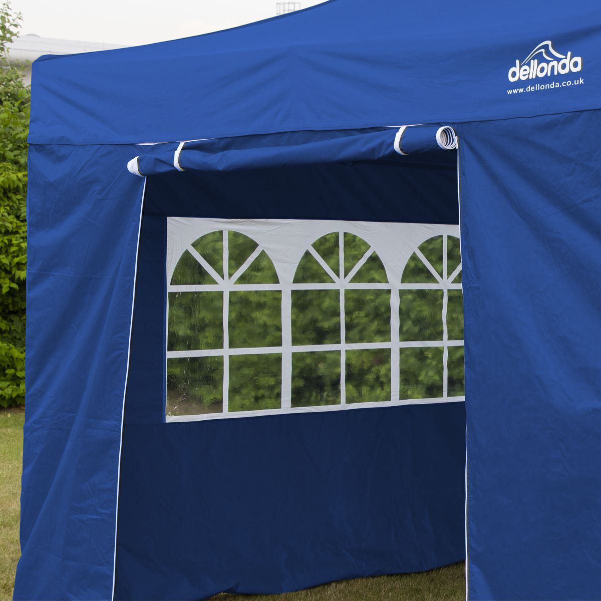 Sealey Dellonda Premium 2x2m Pop-Up Gazebo & Side Walls, PVC Coated, Water Resistant Fabric, Supplied with Carry Bag, Rope, Stakes & Weight Bags - Blue DG161