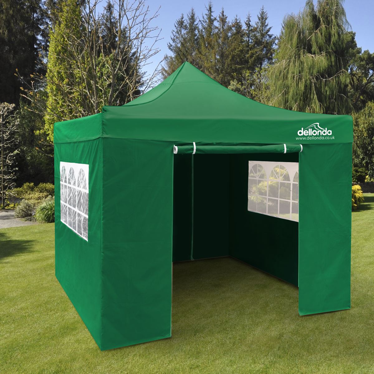Sealey Dellonda Premium 2x2m Pop-Up Gazebo & Side Walls, PVC Coated, Water Resistant Fabric with Carry Bag, Rope, Stakes & Weight Bags - Green DG162