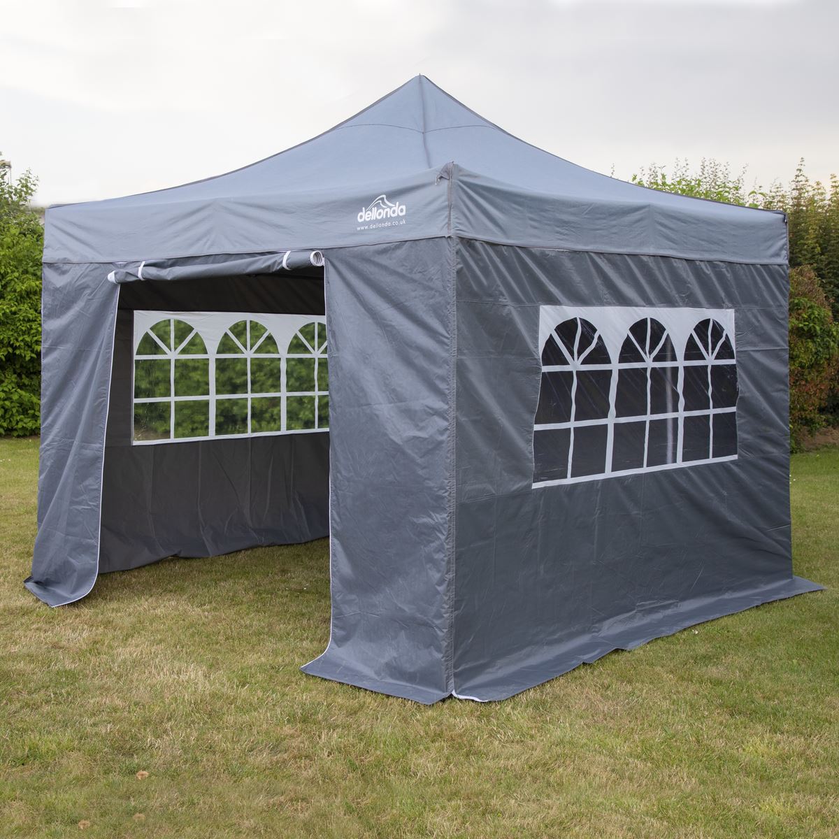 Sealey Dellonda Premium 2x2m Pop-Up Gazebo & Side Walls, PVC Coated, Water Resistant Fabric, Supplied with Carry Bag, Rope, Stakes & Weight Bags - Grey DG163