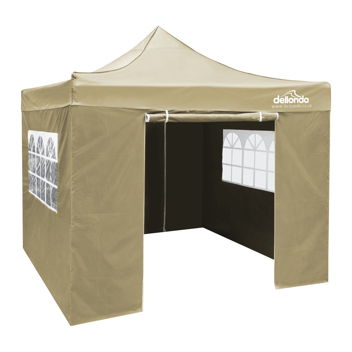 Sealey Dellonda Premium 3x3m Pop-Up Gazebo & Side Walls, PVC Coated, Water Resistant Fabric with Carry Bag, Rope, Stakes & Weight Bags - Beige DG164